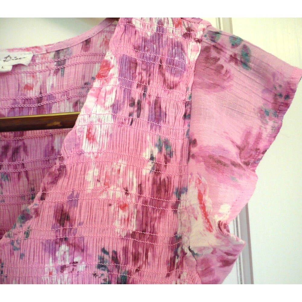 Anthropologie By The River L Smocked Floral Midi Dress Pink Cottagecore Feminine - Picture 6 of 16